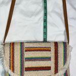 Cambodian woven stripe straw design crossbody beach purse snap shut tassels Orange Photo 1