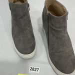 Brash Womans 12 Taupe Faux Suede Zip Hidden Wedge Sneaker Bootie Photo 0