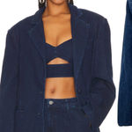 Afrm Agnes Oversized Denim Blazer Jacket Dark Wash Blue Size Medium Photo 0