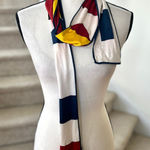 Talbots  Silk Naval Maritime White Red Yellow Blue Skinny Scarf Photo 0