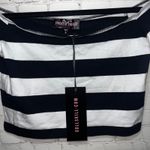 TRICKZ N TREATZ Black White Stripe Off Shoulder Crop Top Shirt Womens L Size L Photo 1