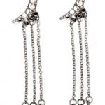 Sam Edelman New - White Jasper and Silver Moon Drop Post Dangle Chain Earrings Photo 0