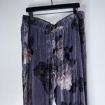 Johnny Was  Gray Floral Velvet Pull On Wide Leg Pants XL Photo 2