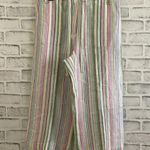 Talbots Women’s  Petites striped multi-color 100% linen cropped wide leg pants 10 Photo 0