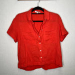 Madewell  | Vibrant Orange‎ Shirt XS Crop Textured Loose Top Photo 0