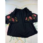Feathers Black Off Shoulder Embroidered Rose Bell Sleeve Dress Size S Photo 7