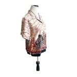 Teddi Petite Large Zebra Safari Print Button Down Shirt Vintage Novelty Brown Size undefined Photo 1