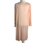 Vintage 60's Ashley Ames Nylon Robe L Pink Embroidered Tie Front Peignoir Size L Photo 4