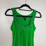 Rain Y2K Babydoll Tank Top Size S Ruffle Neck‎ Green Flowy Longline Photo 2