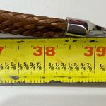 Chico's Brown Leather Braided Silver Logo Accents Chain Belt Statement 39'' Boho Photo 3