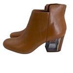 Calvin Klein Boots Womens 8 M Tan Lorah Luxor Ankle Chunky Heel Leather Booties Photo 2