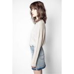 Zadig & Voltaire  Brumy Smooth Knit Cotton V Neck Sweater Ecru Size Small Neutral Photo 4