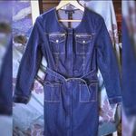 INC International Concepts Dark Denim Dress Size 8 Zippers Fall Vibes 80s Look Blue Photo 7