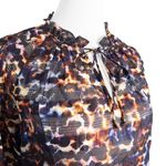 Marie Oliver Animal Print Metallic Stripe Short Sleeve Blouse Black Orange Small Photo 2