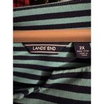 Lands' End Women Casual Dress Teal Blue Tonal Stripe 2X Cotton Short Sleeve Green Photo 8
