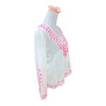 Vintage Havana WHITE AND NEON PINK EMBROIDERED GYPSY
TUNIC TOP size M Photo 1
