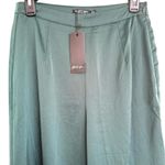 Nasty Gal NEW High Waist Green Satin Wide Leg Pants NWT Size 6 Photo 4