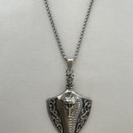 Rattlesnake Pendant Necklace for Men Women Streetwear Punk Hip Hop Unisex Style Silver Photo 1