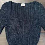 Abercrombie & Fitch  Metallic Black Sweetheart Neck Stretchy Sweater Bodysuit XS Photo 10