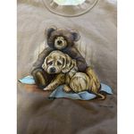 Pleasant Shade Women Size Large Teddy Bear Puppy Grandma‎ Sweater Mock Neck USA Brown Photo 5