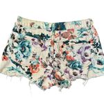 Free People  Boho Floral Lightweight Distressed Denim Cut Offs Shorts Size 29 Photo 6
