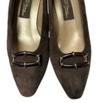 Brown Suede Sesto Meucci Buckle Pumps Women's Heels Size 7M Italy Vintage Photo 0