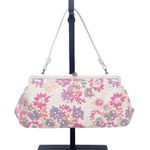 Vintage Magid Beaded Floral Clutch Purse White Pink Purple w Coin Pouch Beaded Photo 4