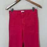Mother Denim Patch Pocket Roller Ankle Fray Jeans Wide Leg Pink Geranium 26 Photo 5