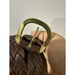 Womens Brown Genuine Leather Braided Belt Brass Buckle Size 40 Argentina 45" Lon Photo 2