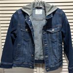 Old Navy Denim Short Jacket Juniors Size L (10-12) Hood Pockets Button Up Photo 0