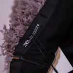 NEW Zara Fringe Shag Textured Satin Strap Tank Grosgrain Ribbon Trim Mini Dress Photo 2