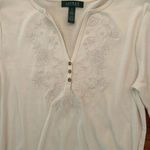 Ralph Lauren Lauren  Embroidered V Neck Quarter Sleeve Tee Tunic Size Medium Photo 3