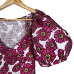 ZARA  Pink Gerbera Daisy Floral Puff Sleeve Boho Smocked Mini Dress Photo 2