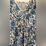 SheIn Blue and white floral print dress with adjustable tie back and V-neckline Photo 2
