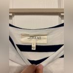 THE GREAT. The Cut Neck Tee. Bleach Stripe. 3 Blue Size L Photo 4