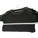 Westport 1962 womens XS sweater black scoop neck cold shoulder long sleeve studs Photo 3