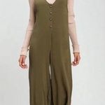 Lulus NWT Lulu’s Llewyn Culotte Button Front Jumpsuit | Olive Green | Medium Photo 0