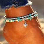 Women Bohemian Shell Starfish Summer Beach Anklets Bracelet Blue Photo 3