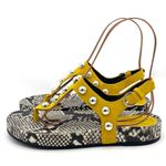 Marc Fisher  LTD Indie Mustard Yellow Suede Studded Thong Sandal Women’s Size 7.5 Photo 3