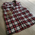 Wild Fable Red Black Plaid Sleeveless Button Flannel Top New Photo 3