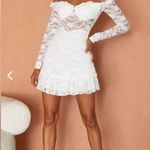 Selfie Leslie NWT  DOVE OFF-SHOULDER FRILL TRIM LACE MINI DRESS WHITE small Photo 4