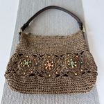 st. john's bay Vintage St. John’s Bay Taupe Tan Raffia Beaded Shoulder Bag Purse Photo 4