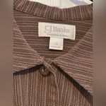 cj banks  Brown striped collared long sleeve button down shirt top Euc 1X Photo 4