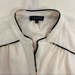 1. State  Women’s Short Sleeve Jewel Neck Button Up Blouse Top Ivory Size S Photo 4