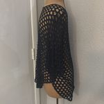 Ladies Navy Oversized Lagenlook V Neck Knit Diamond Crochet Top No Size Poncho Blue Photo 3