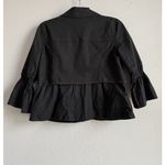 Kate & Mallory  Women's Small Black Denim Bell Sleeve Button Front Ruffled Jacket Photo 8