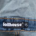 Dollhouse Denim Overalls Sz Large Distressed Coverall Shorts Shortalls Grunge Skater 90s Photo 12