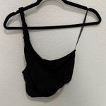 ZARA Black One-Shoulder Bubble Hem Crop Top Size XS Twisted Strap Asymmetrical Photo 5