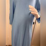 Ming Wang  Blue Textured Split Sleeve Grommet Hem Shift Dress Size Large. A32 Photo 4