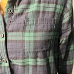 L.L.Bean Navy Green Plaid Flannel Fleece Lined Button Down Shirt size medium Photo 2